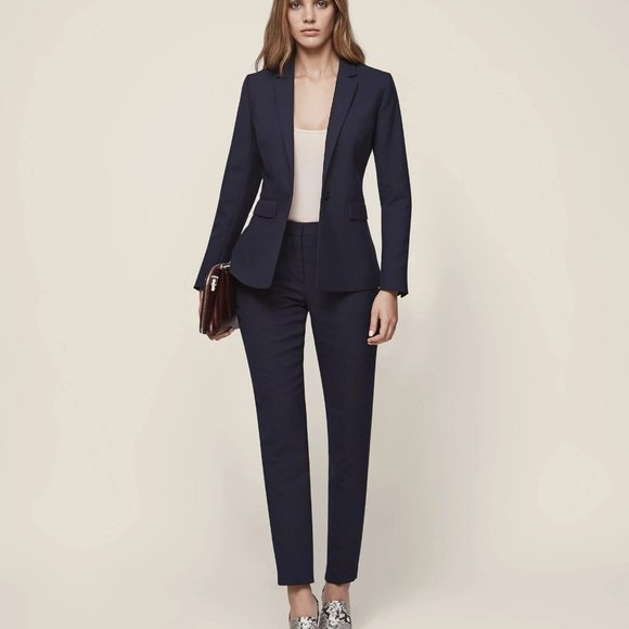 Reiss Wool Blend Navy Trouser Dress Pants Workwear Office Business Career Sz 6 - Picture 2 of 13